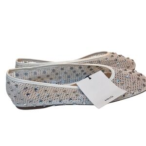 MNG Embellished Mesh Pointed‎ Toe Flats, Womens Size 36 EUR, New With Tags